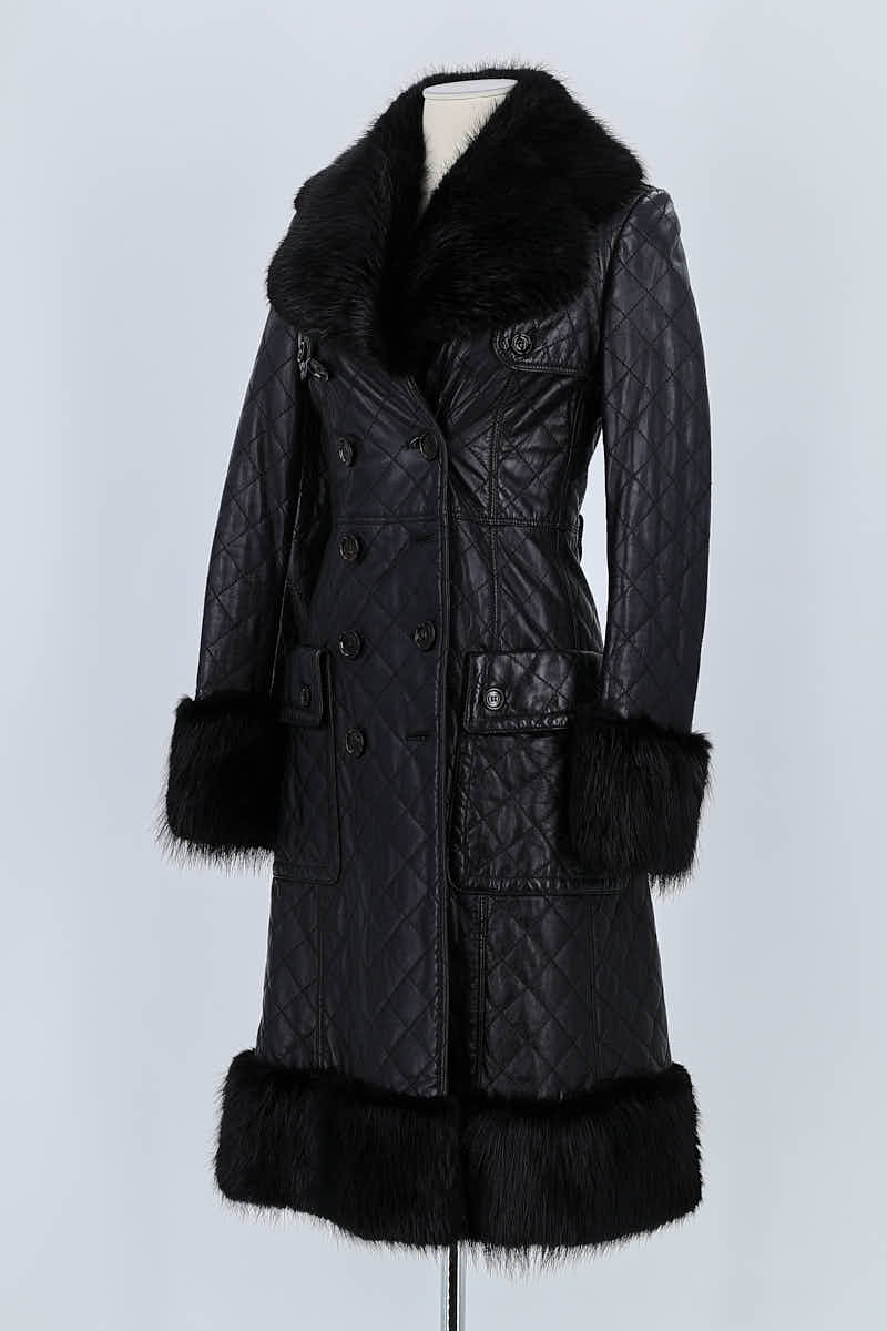 Manteau Burberry Noir en Cuir