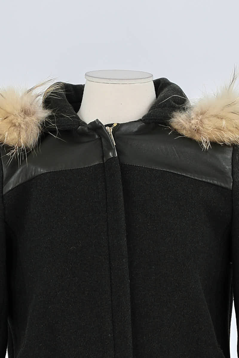 Manteau Claudie Pierlot Noir en Fourrure