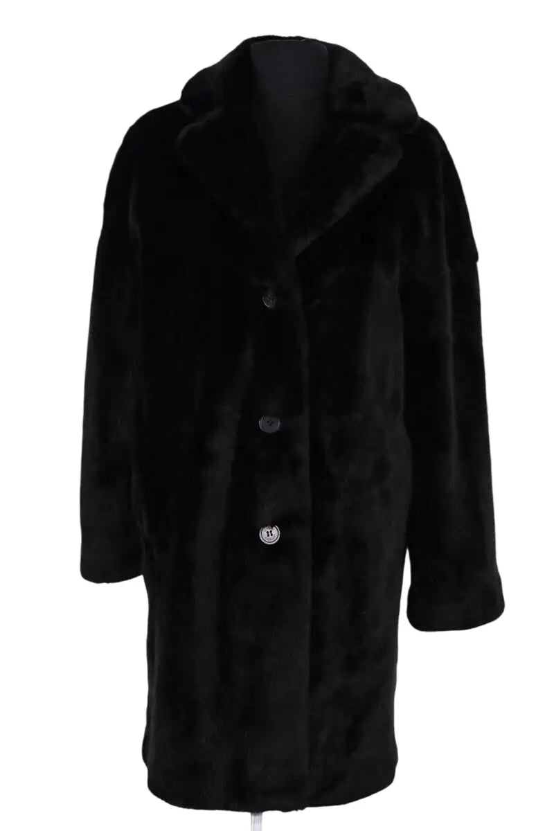 Manteau Claudie Pierlot Noir en Synthétique, taille S - Seconde Main
