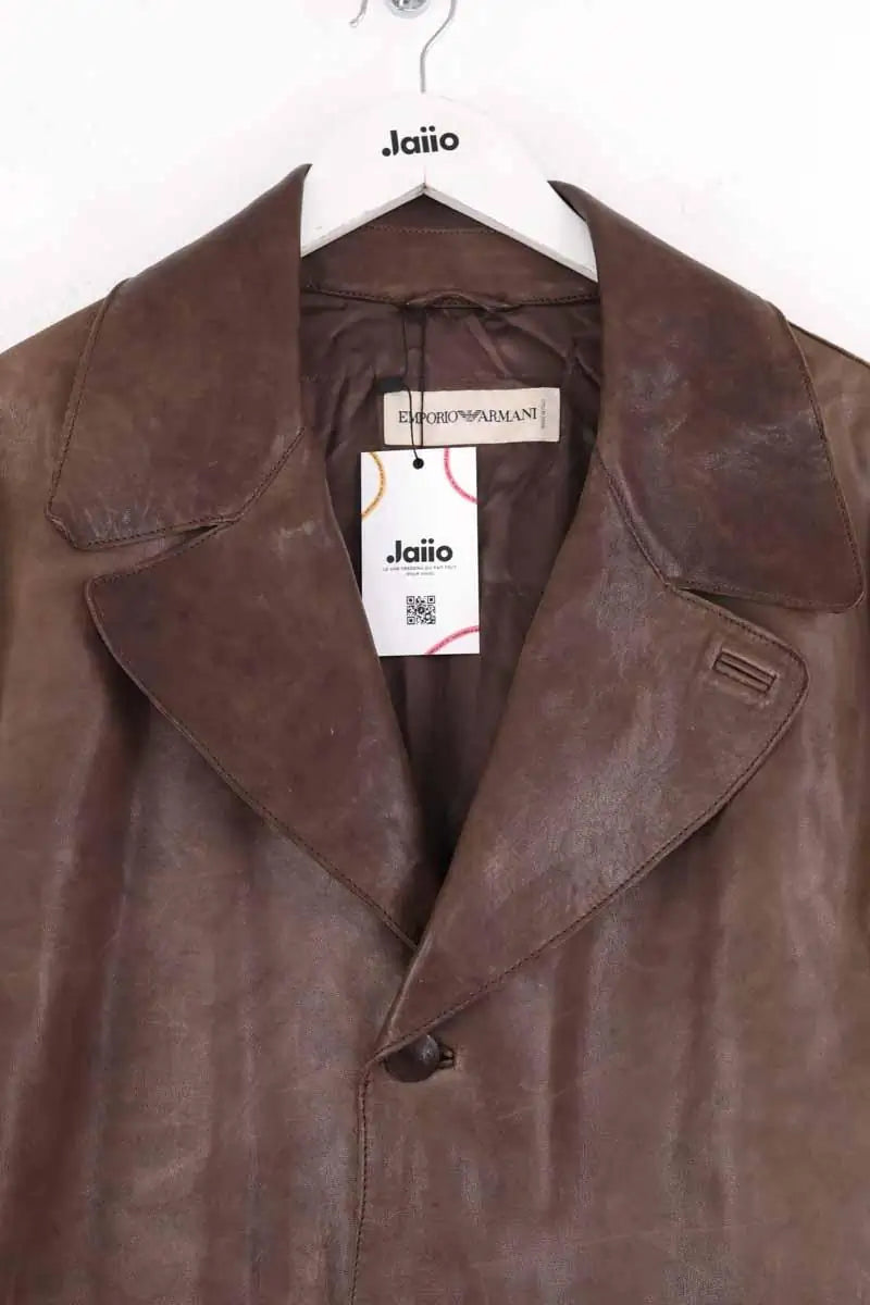 Manteau Emporio Armani Marron en Cuir