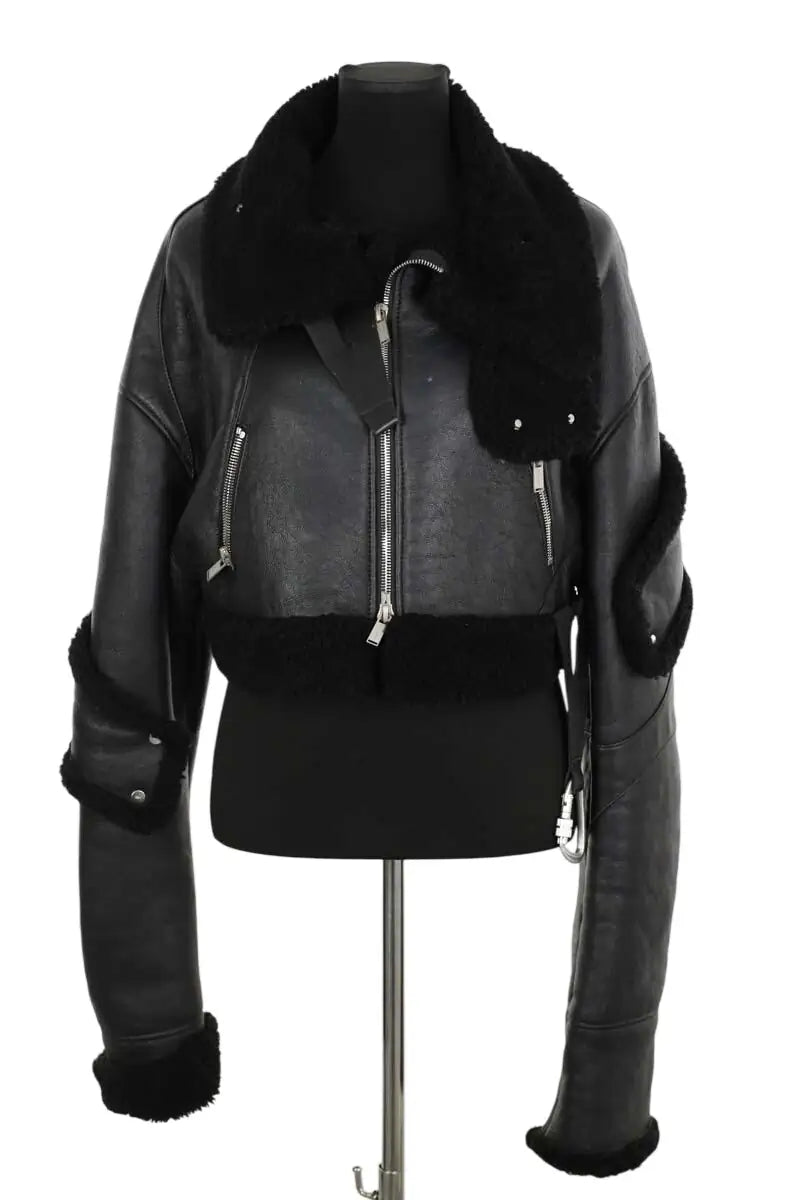 Manteau Heliot Emil Noir en Cuir, taille M - Seconde Main