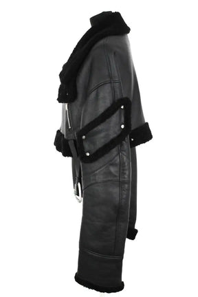 Manteau Heliot Emil Noir en Cuir