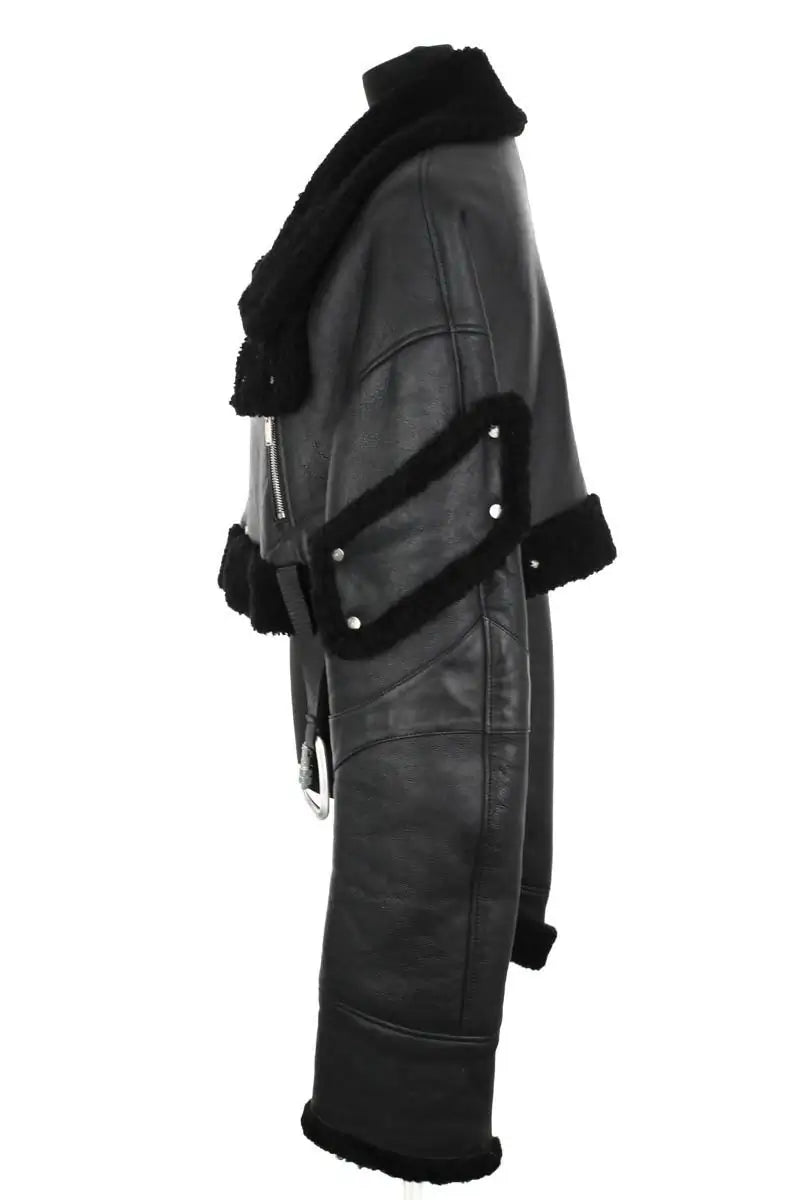 Manteau Heliot Emil Noir en Cuir