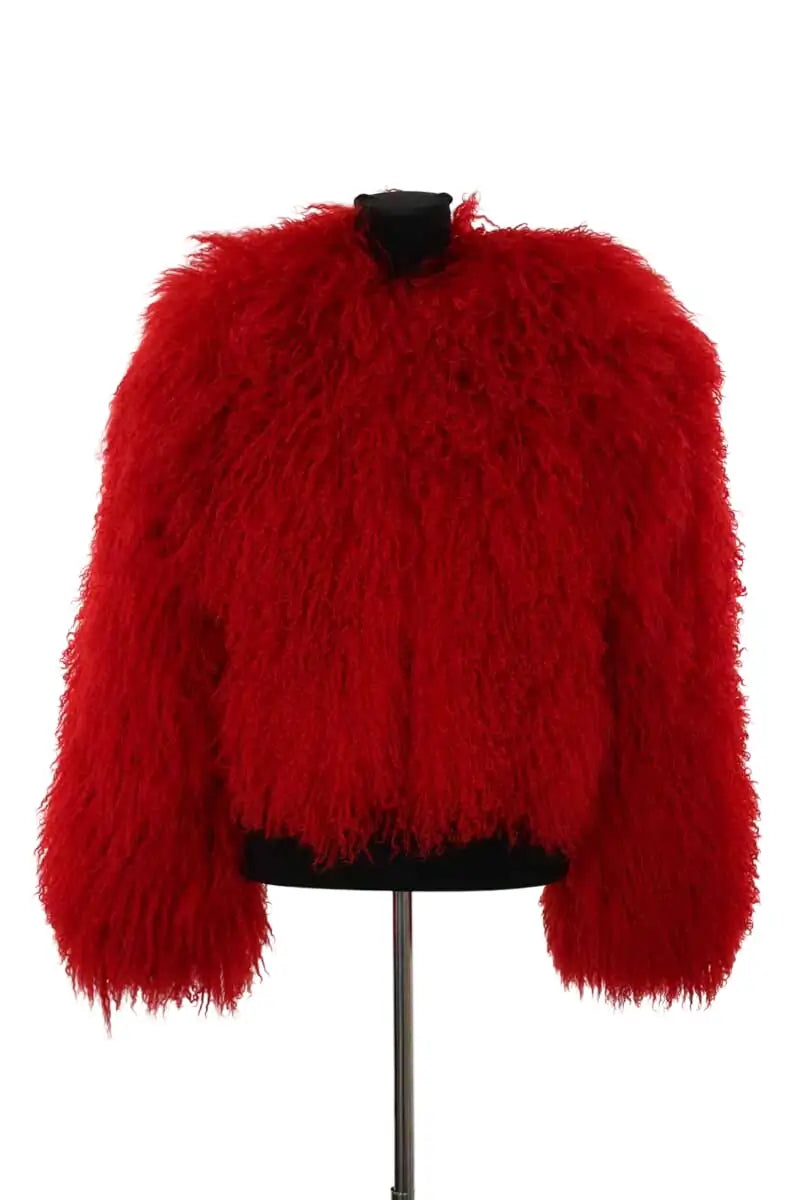 Manteau Leo Season Shearling coat Rouge en Cuir, taille S - Seconde Main