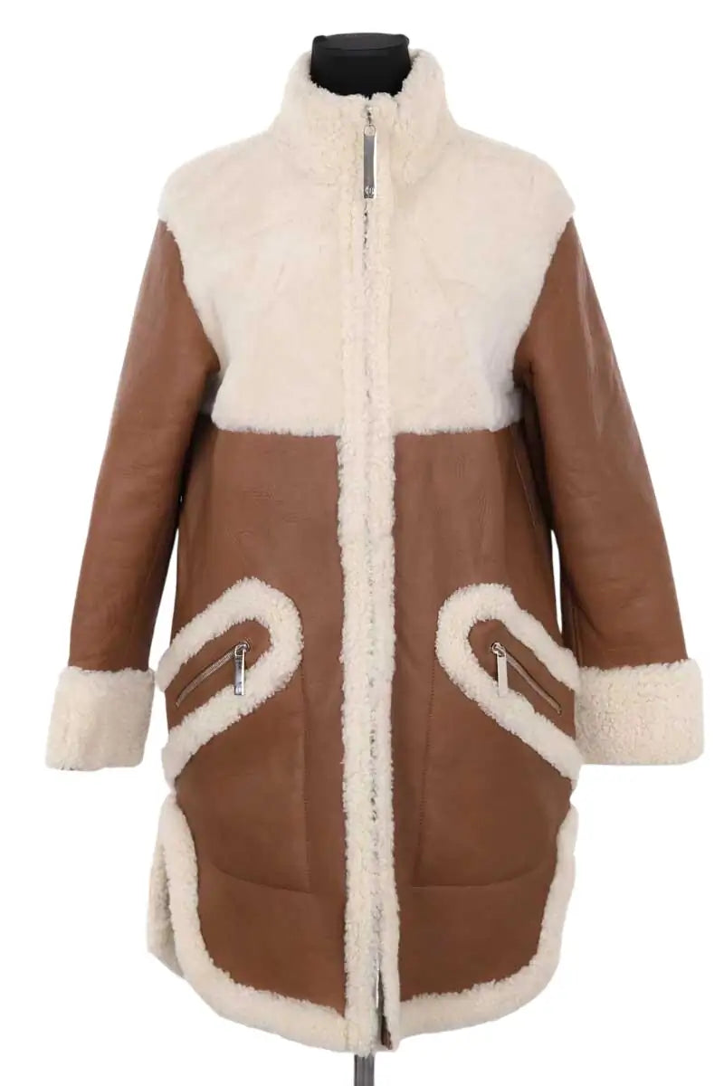 Manteau Maison Ullens Ecru en Cuir, taille L - Seconde Main