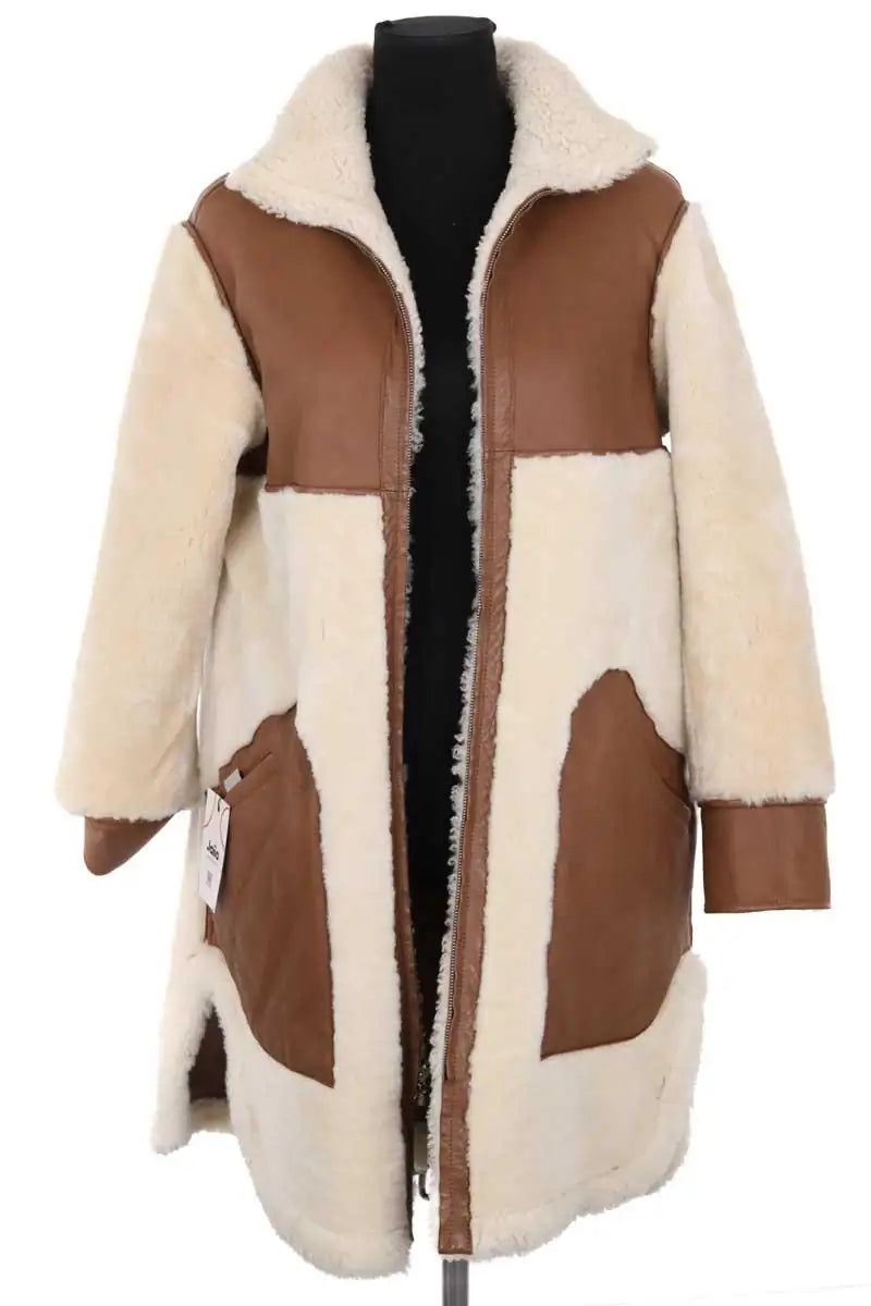 Manteau Maison Ullens Ecru en Cuir