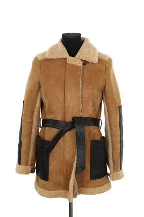 Manteau Maje Camel en Daim, taille S - Seconde Main