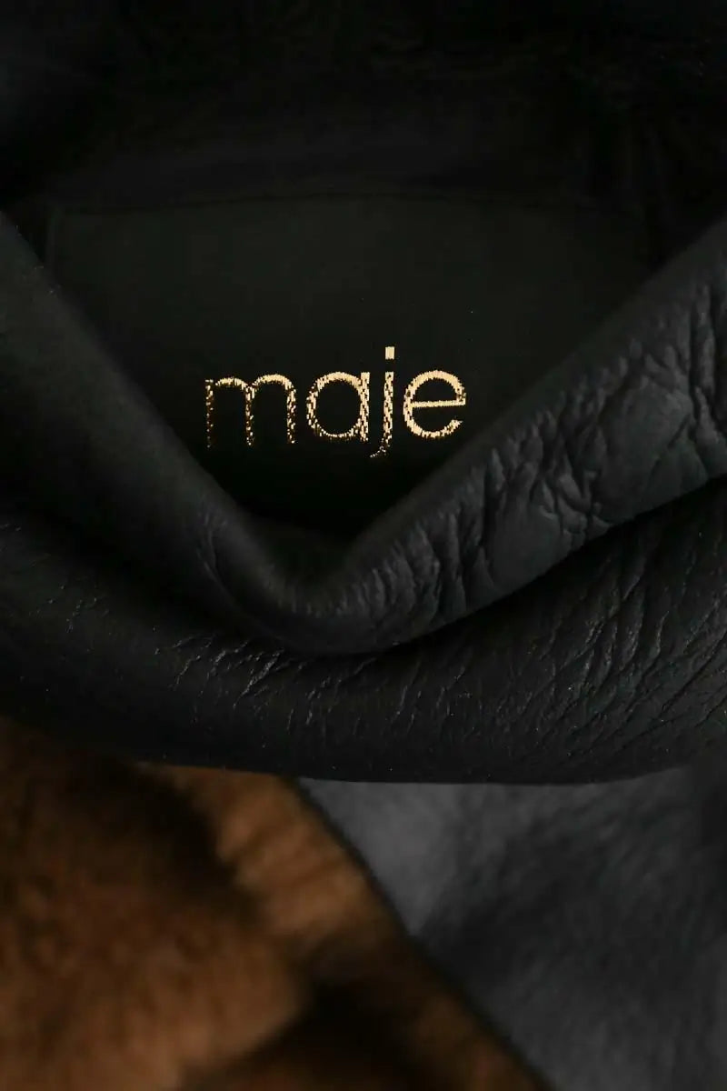 Manteau Maje Gaban Noir en Cuir