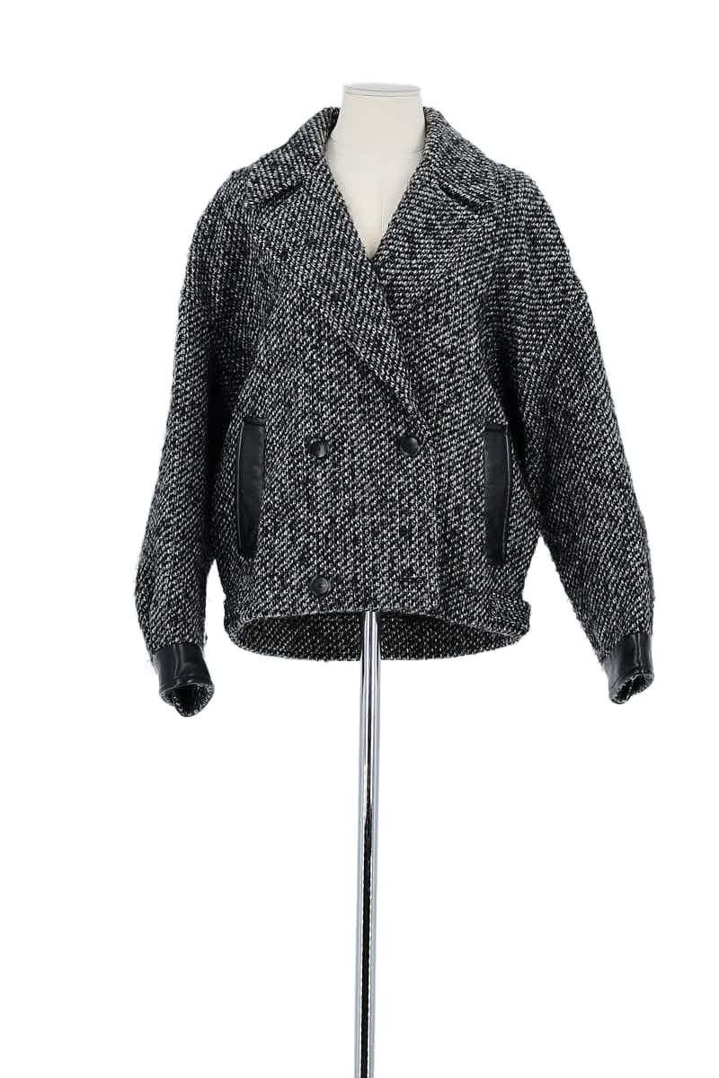 Manteau Maje Noir en Laine, taille M - Seconde Main