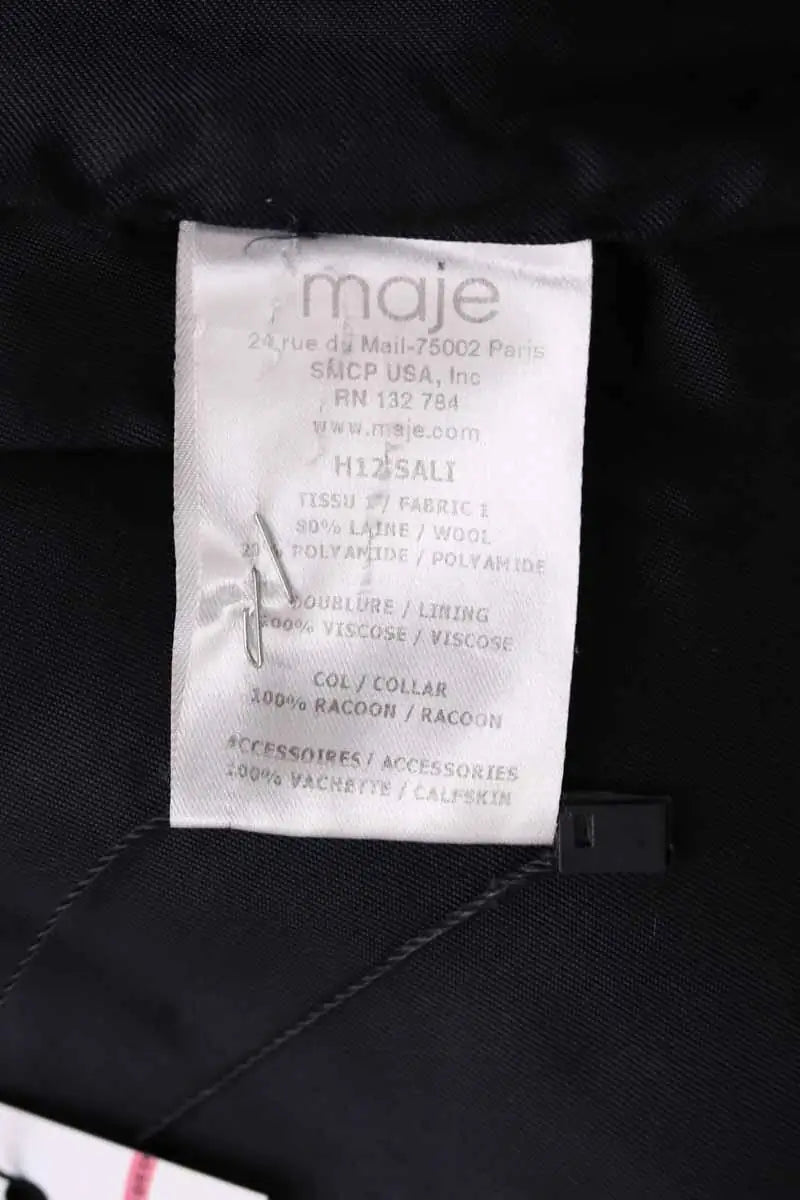 Manteau Maje Noir en Laine