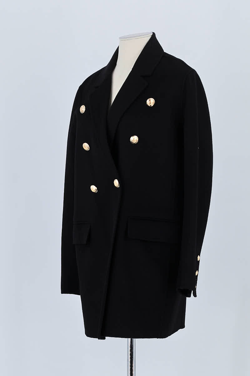 Manteau Maje Noir en Laine