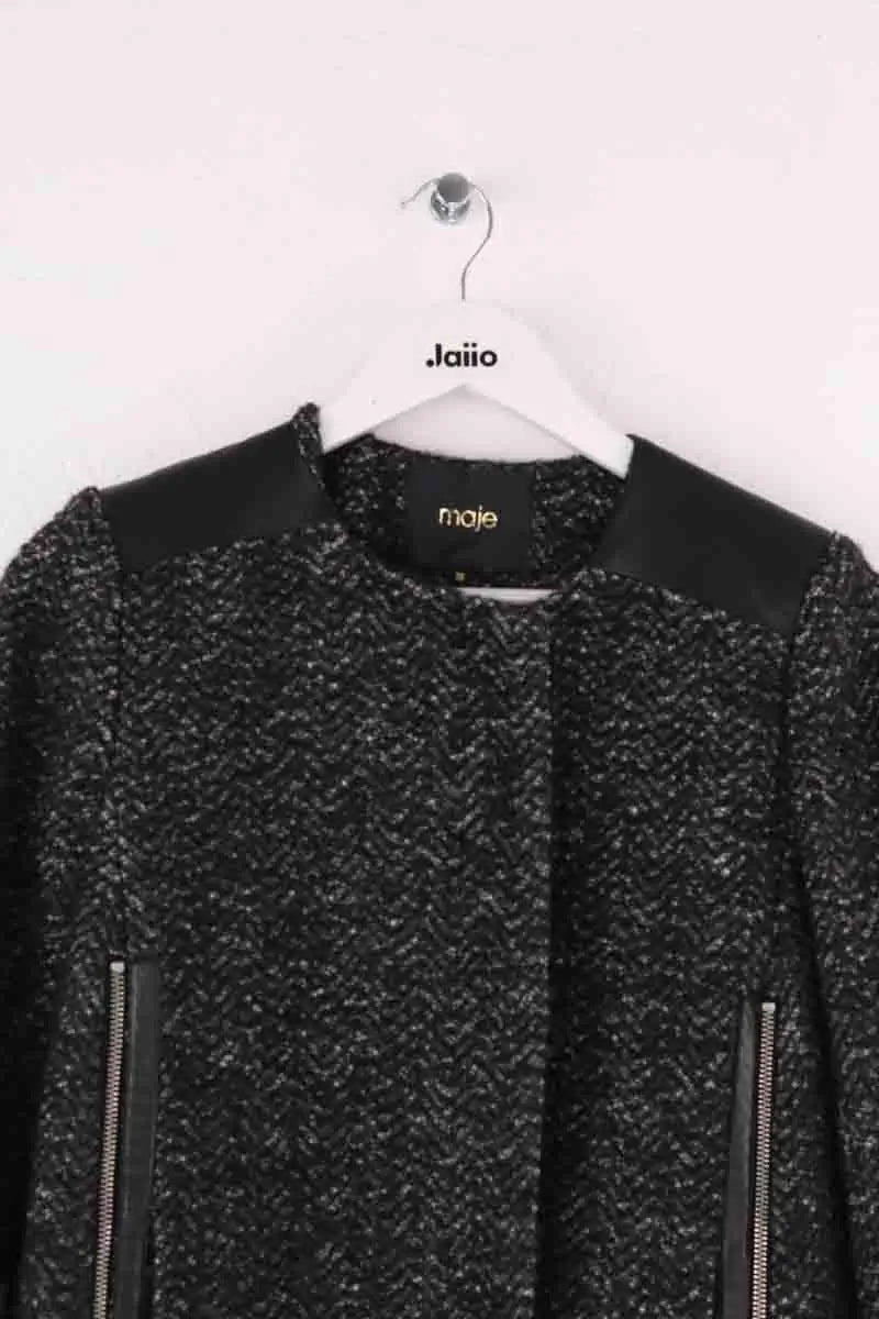 Manteau Maje Noir en Laine