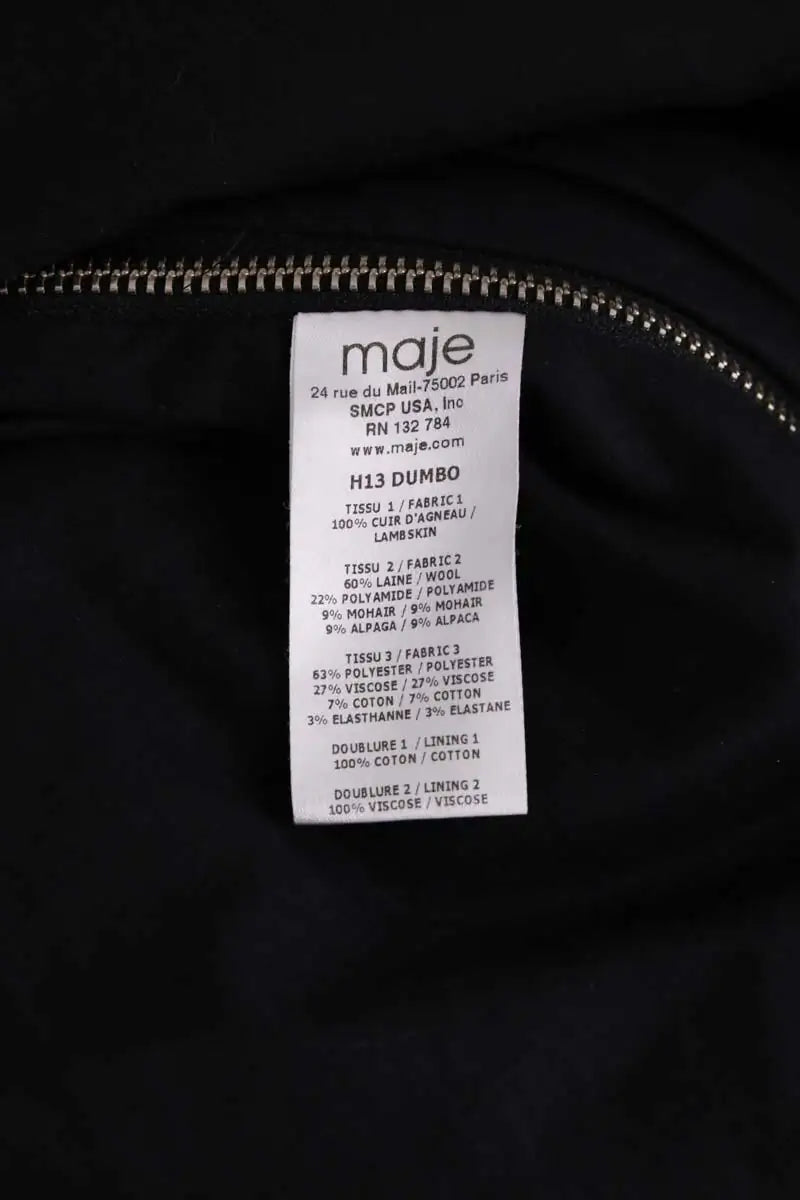 Manteau Maje Noir en Laine