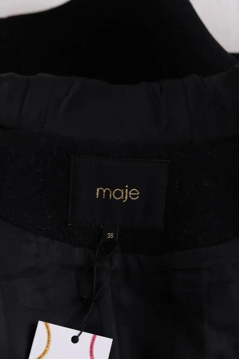 Manteau Maje Noir en Laine