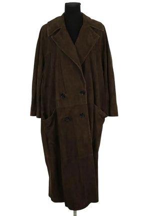 Manteau Marina Rinaldi Marron en Daim, taille XL - Seconde Main