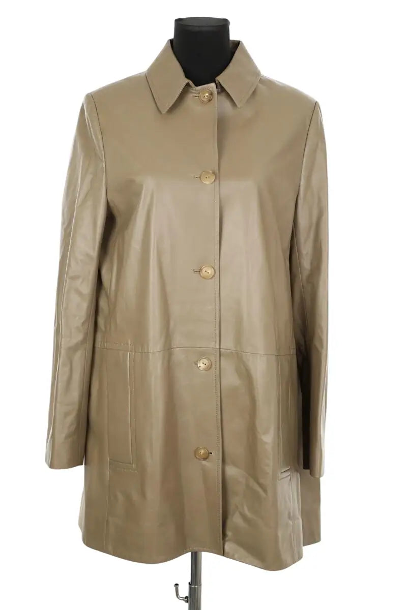 Manteau Nina Ricci Kaki en Cuir, taille L - Seconde Main