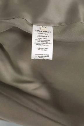 Manteau Nina Ricci Kaki en Cuir