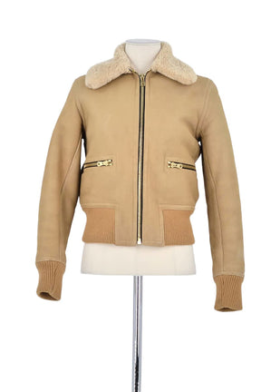 Manteau Sandro Beige en Cuir, taille S - Seconde Main