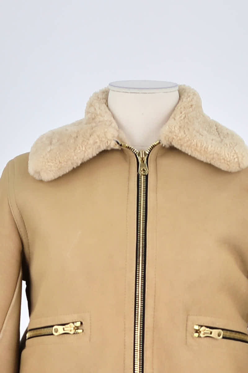 Manteau Sandro Beige en Cuir