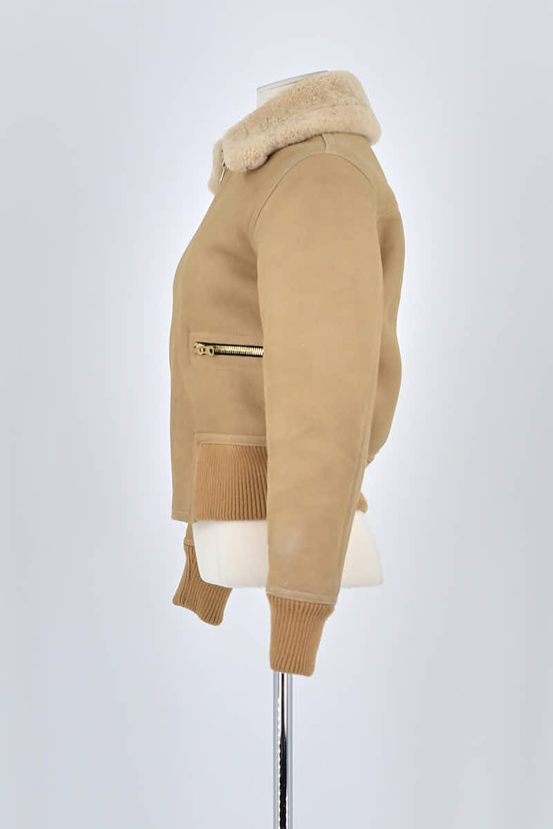 Manteau Sandro Beige en Cuir