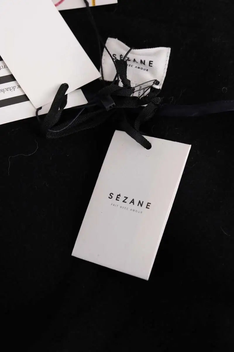 Manteau Sézane Jim Noir en Laine