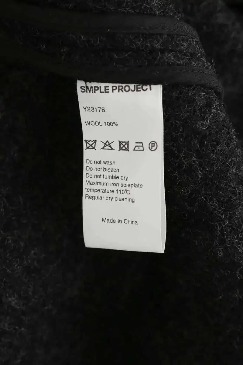 Manteau Simple Project Noir en Laine