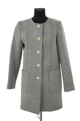 Manteau Tara Jarmon Gris en Laine, taille L - Seconde Main