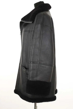 Manteau Totême Noir en Cuir