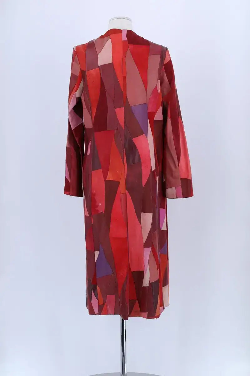 Manteau Vintage Rouge en Daim