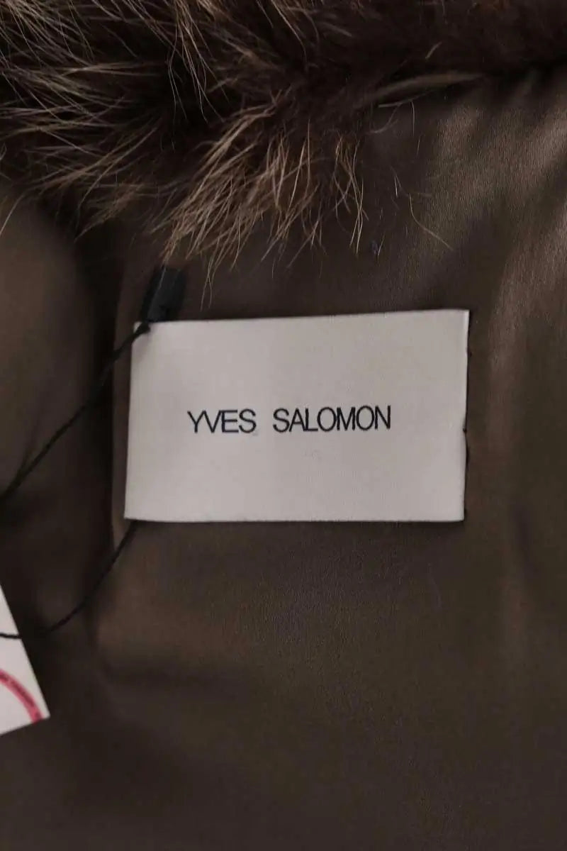 Manteau Yves Salomon Marron en Cachemire