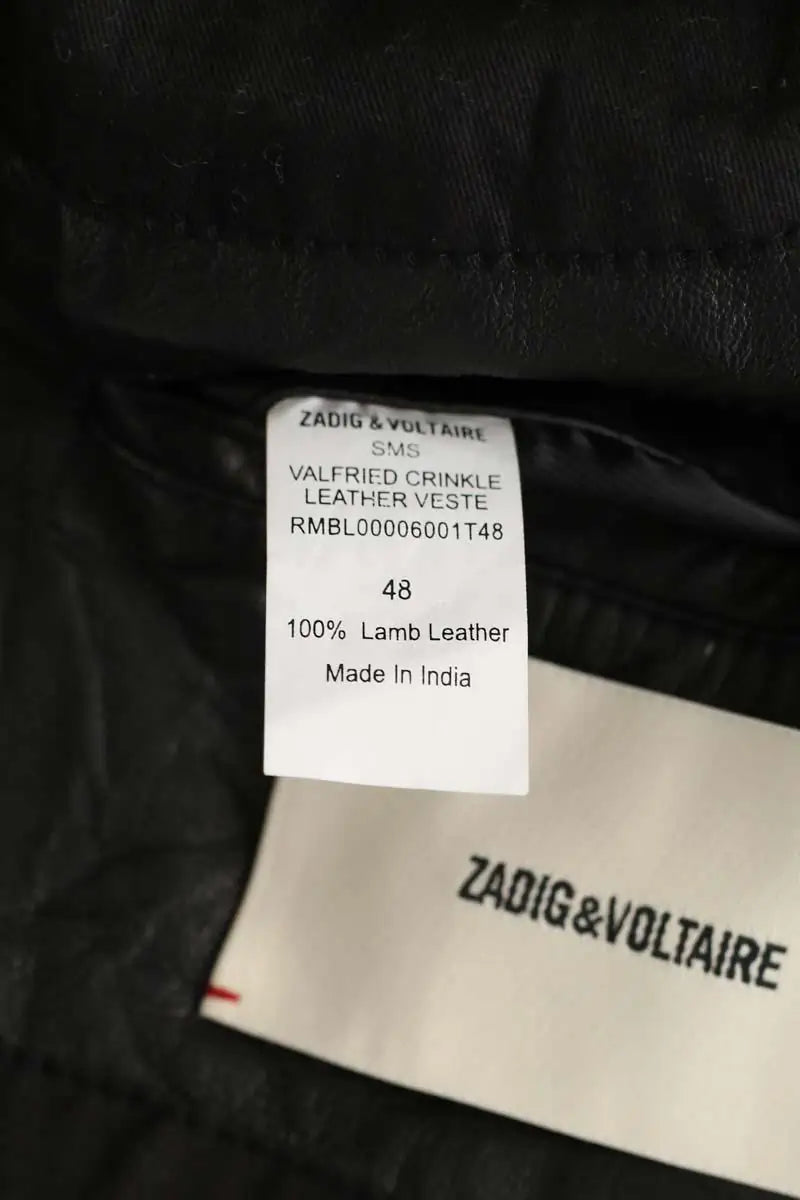 Manteau Zadig & Voltaire Valfried crinkle leather vest Noir en Cuir