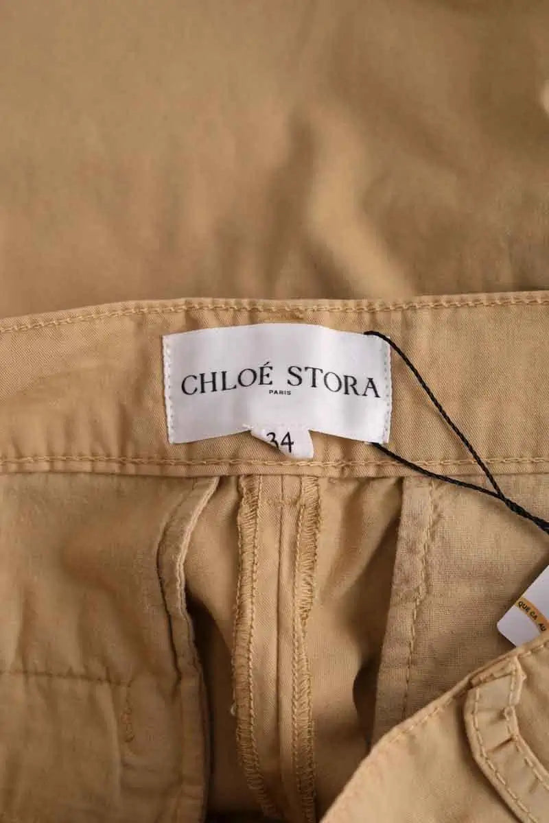 Pantalon droit Chloé Stora Beige en Coton