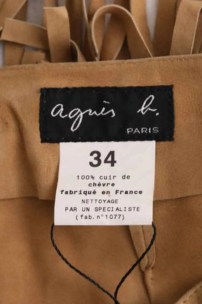Mini jupe Agnès B. Beige en Daim