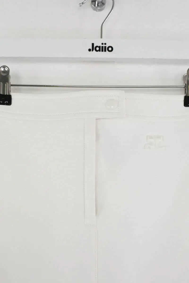 Mini jupe Courrèges Iconique Vinyle Blanc en Coton