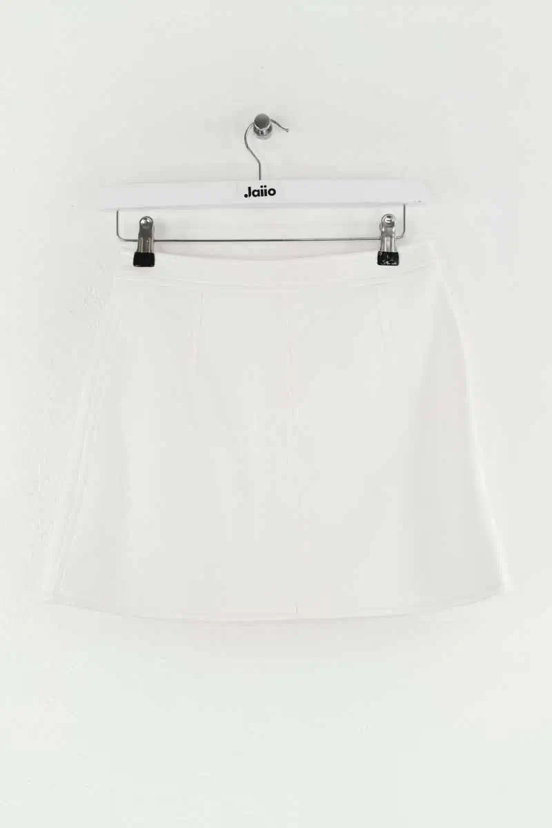 Mini jupe Courrèges Iconique Vinyle Blanc en Coton
