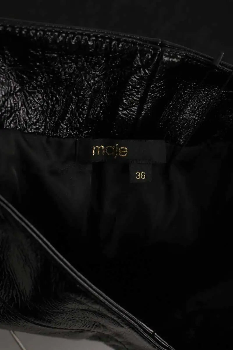 Mini jupe Maje Noir en Cuir