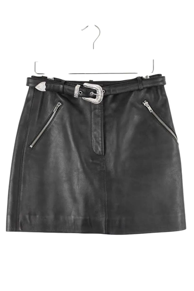 Mini jupe Maje Noir en Cuir, taille S - Seconde Main