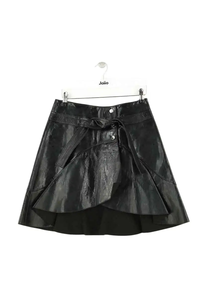 Mini jupe Maje Noir en Cuir verni, taille M - Seconde Main