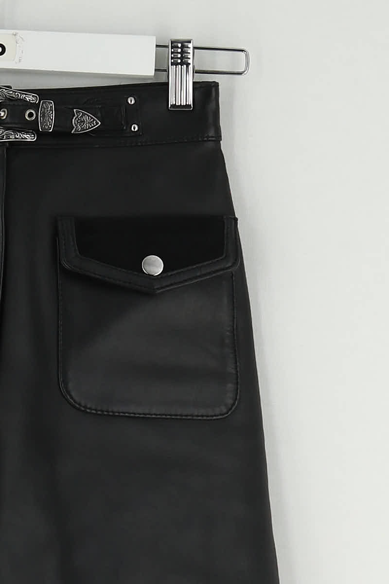 Mini jupe Maje Noir en Cuir