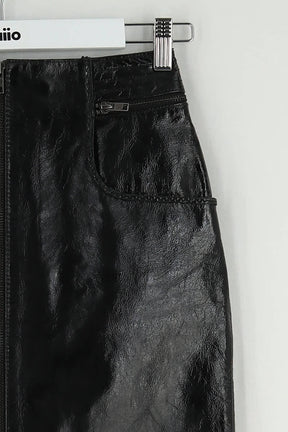 Mini jupe Maje Noir en Cuir