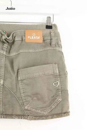 Mini jupe Please Kaki en Coton