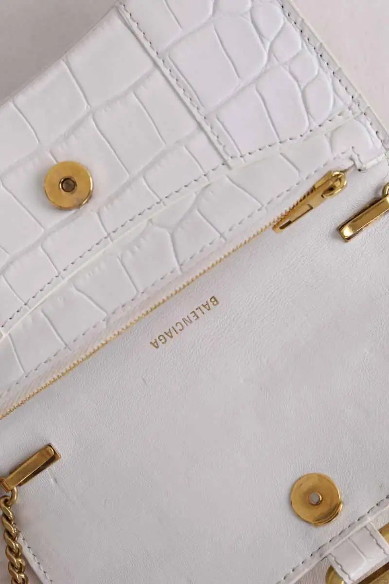 Mini sac Balenciaga Hourglass Blanc en Cuir