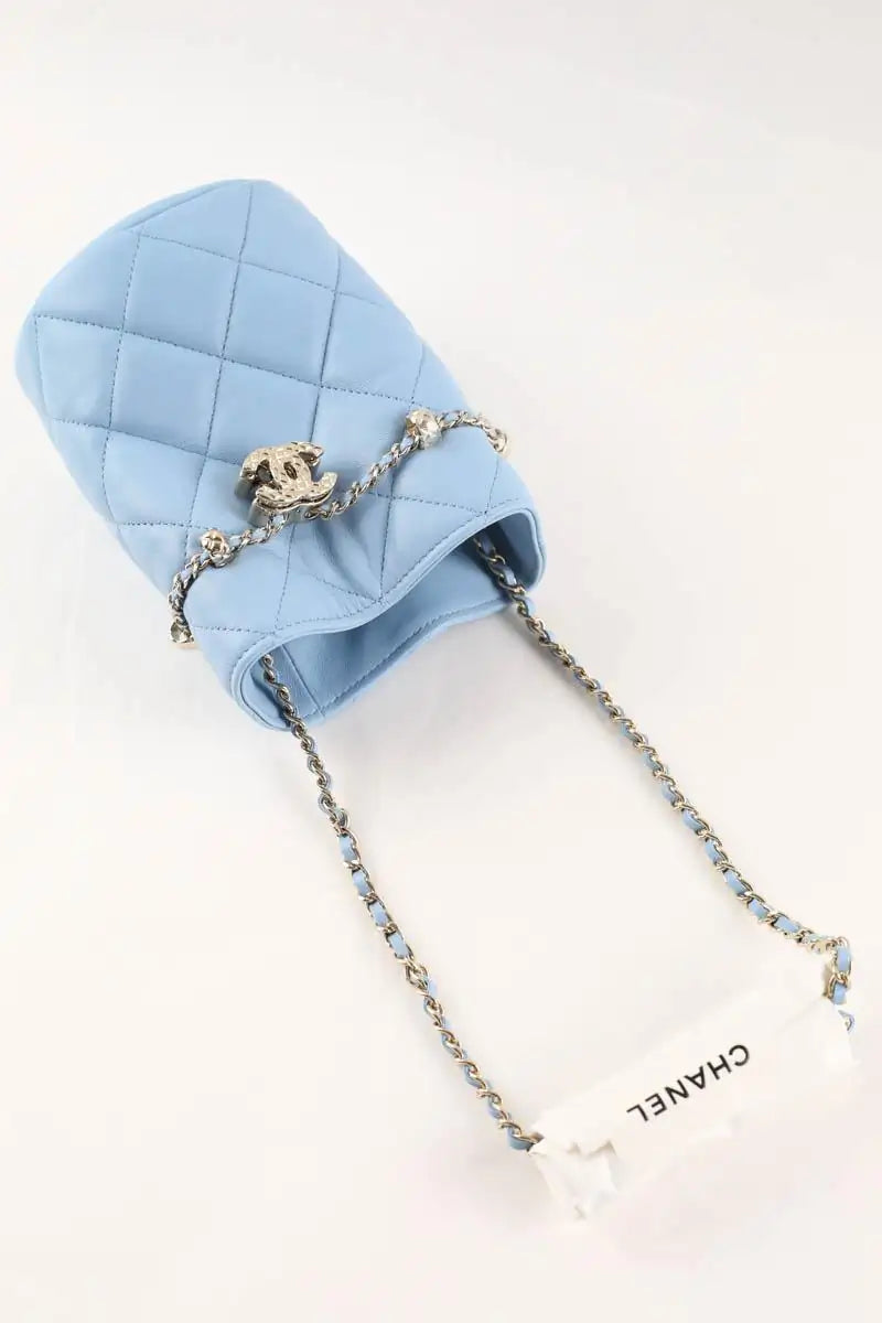 Mini sac Chanel Bleu en Cuir