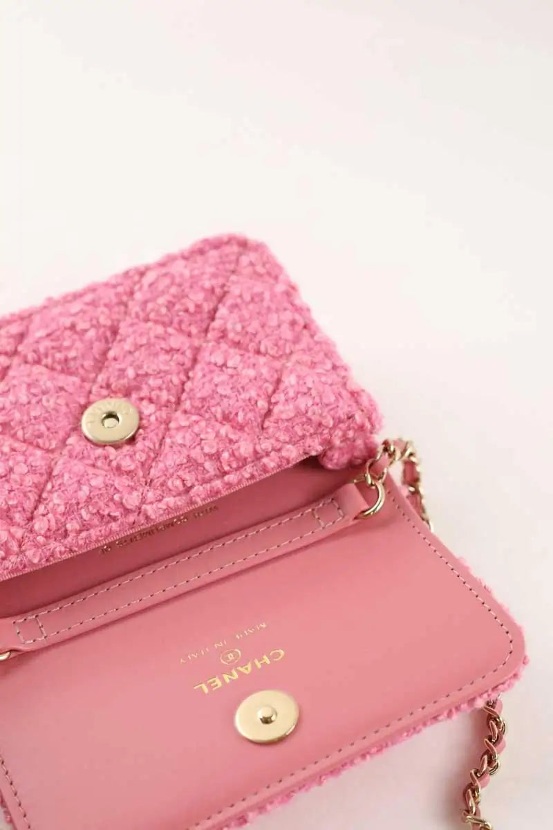 Mini sac Chanel Rose en Tweed