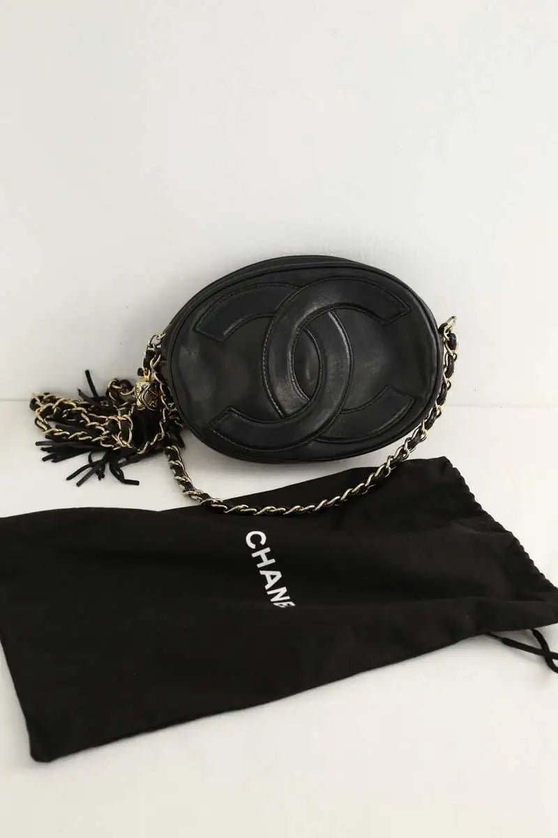 Mini sac Chanel Tambourin Noir en Cuir