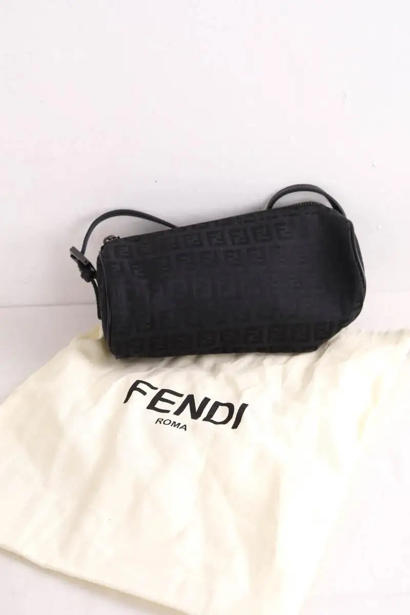 Mini sac Fendi Baguette en toile Noir en Tissu
