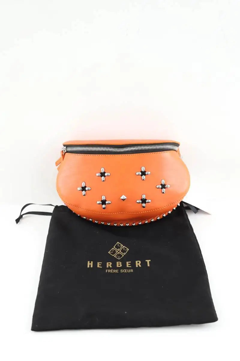 Mini sac Herbert Frère Soeur LA LILI ROCK FLEURS Orange en Cuir