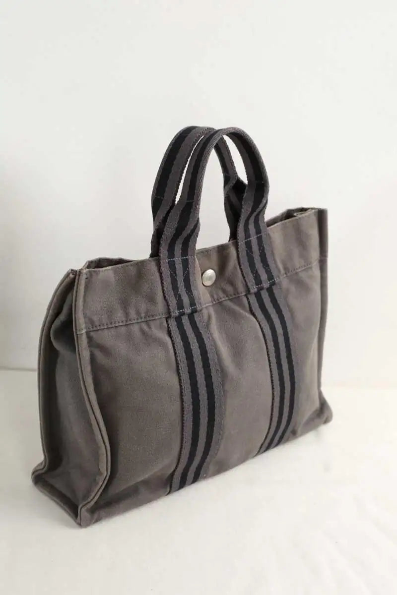 Mini sac Hermès Mini tote deauville Gris en Tissu