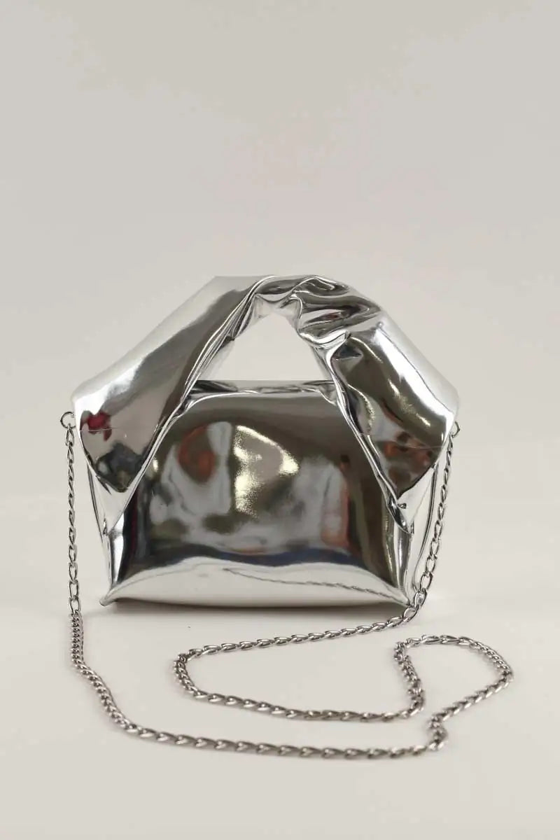 Mini sac JW Anderson Crossbody twister in metallic Argent en Cuir verni