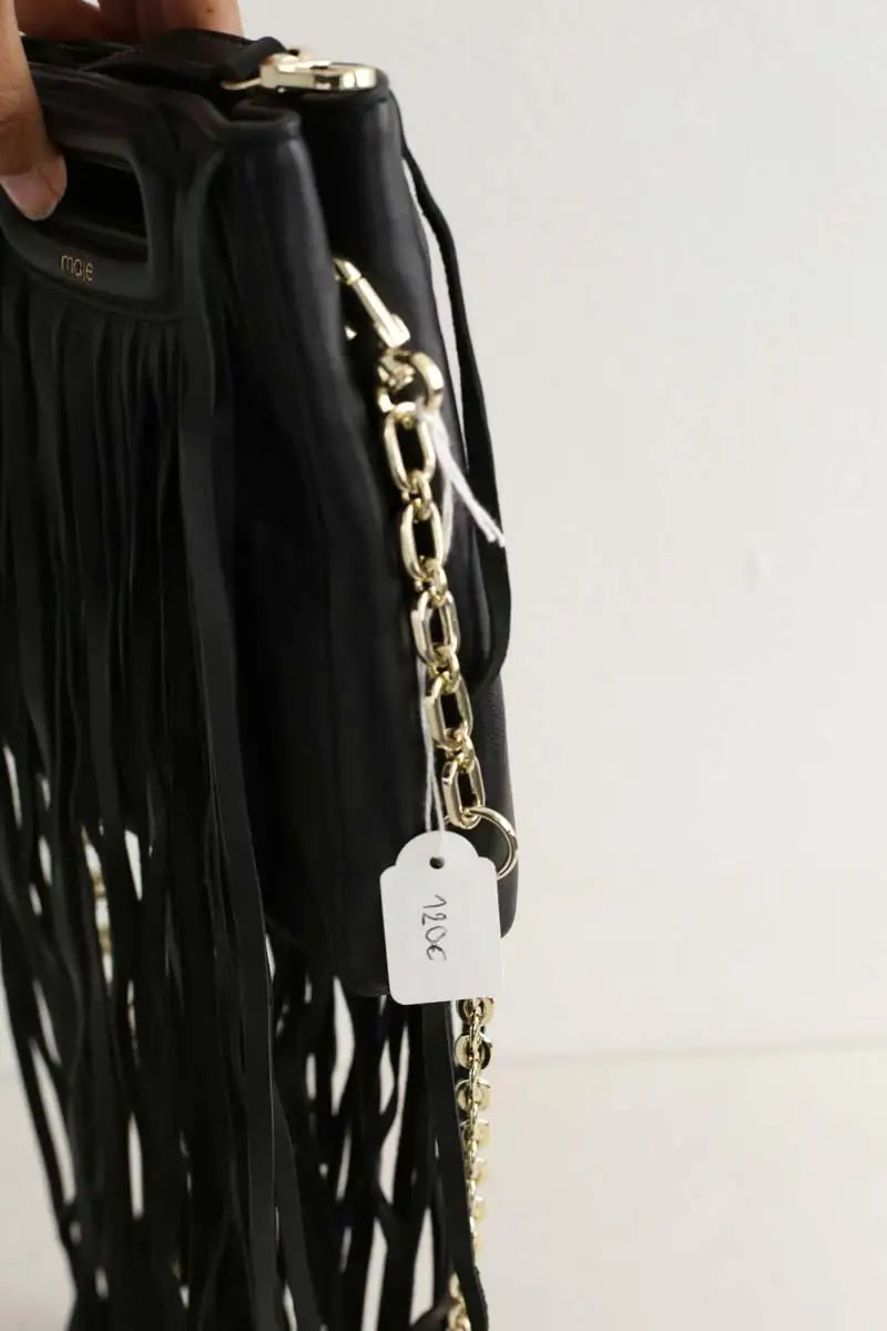 Mini sac Maje Noir en Cuir